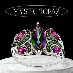 Mystic Fire Topaz Sterling Silver Marquis Ring NEW various sizes